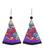 Romwe Purple Artificial Triangle Pendant New Model Earrings