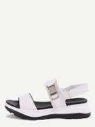 Romwe Faux Leather Wide Strap Flatform Sandals - White