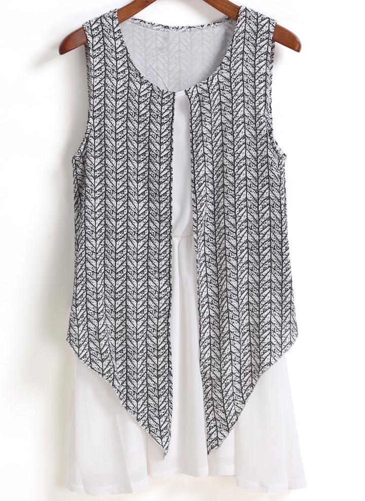 Romwe Round Neck Split White Dress