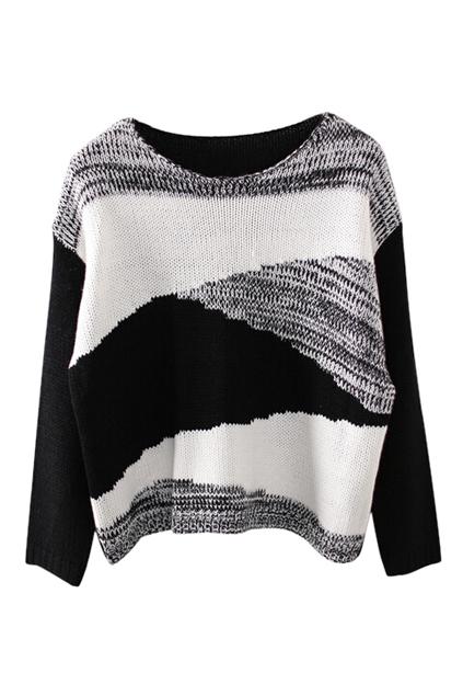 Romwe Color Block Loose Jumper