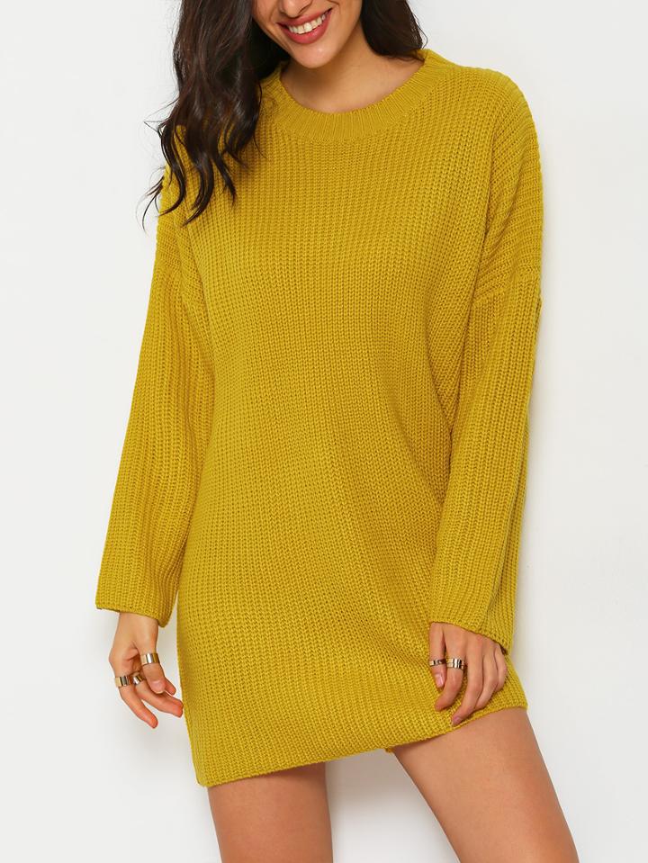 Romwe Long Sleeve Slouchy Sweater Dress