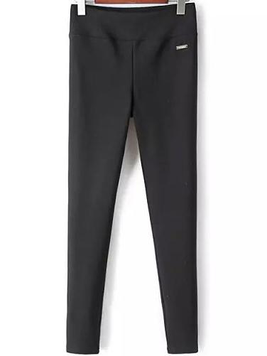 Romwe Elastic Waist Thicken Slim Pant