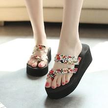 Romwe Calico Print Wedge Slippers