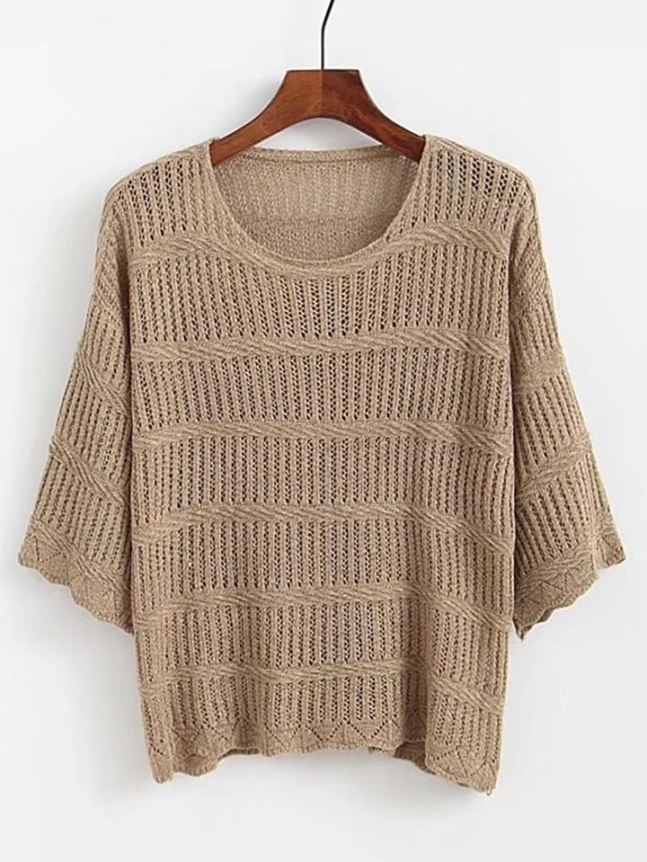 Romwe 3/4 Sleeve Loose Sweater