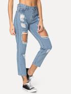 Romwe Cut Out Destructed Jeans