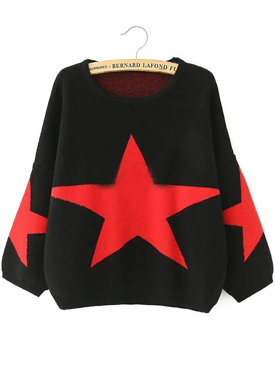 Romwe Stars Pattern Loose Sweater