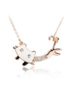 Romwe Cat Shaped Crystals Necklace