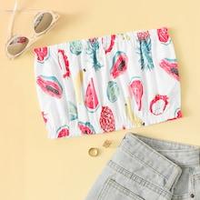 Romwe Fruit Print Tube Top