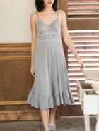 Romwe Frill Hem Marled Cami Nightdress