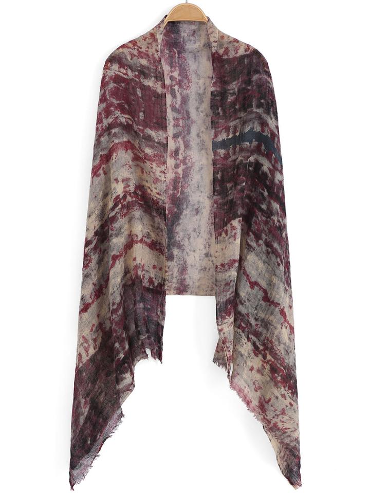 Romwe Tie-dye Frayed Scarf