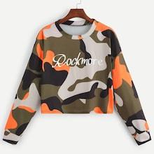 Romwe Camouflage Print Crop Tee