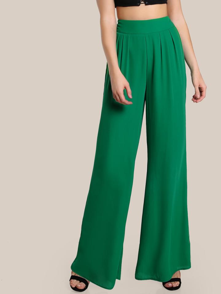 Romwe Box Pleated Palazzo Pants