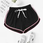 Romwe Striped Dolphin Hem Drawstring Shorts