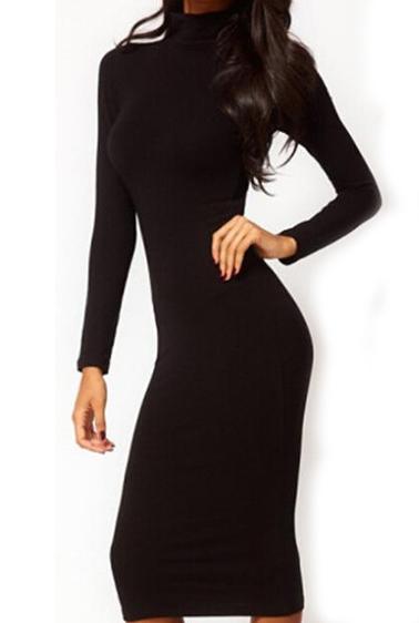 Romwe High Neck Knit Pencil Dress
