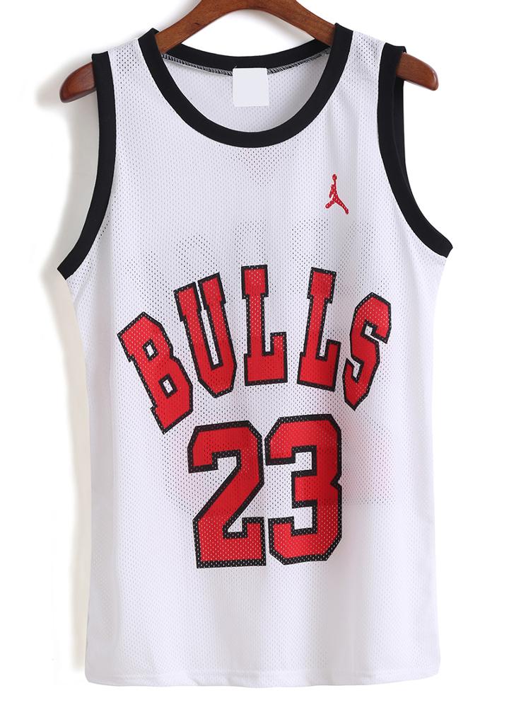 Romwe Bulls Print White Tank Top