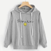 Romwe Letter Embroidered Raglan Sleeve Hoodie