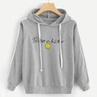 Romwe Letter Embroidered Raglan Sleeve Hoodie