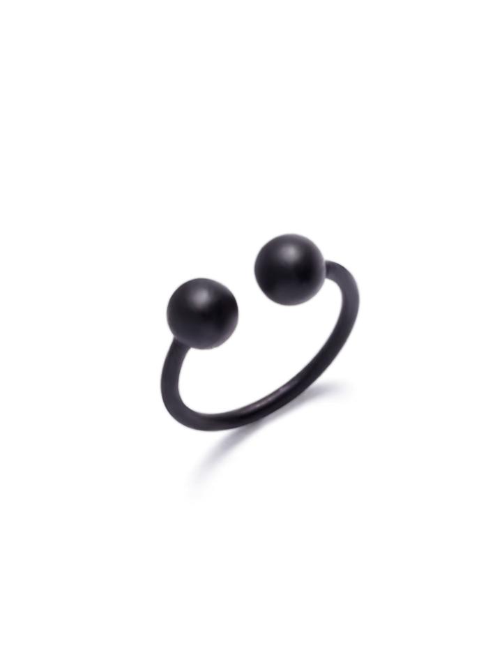 Romwe Black Ball Ends Minimalist Ring