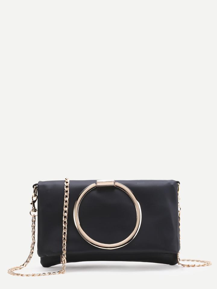 Romwe Ring Design Crossbody Bag With Chain