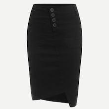 Romwe Single Breasted Dip Hem Skirt