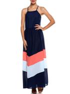 Romwe Color-block Spaghetti Strap Maxi Beach Dress
