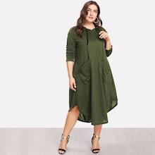 Romwe Plus Dual Pocket Hooded Dress