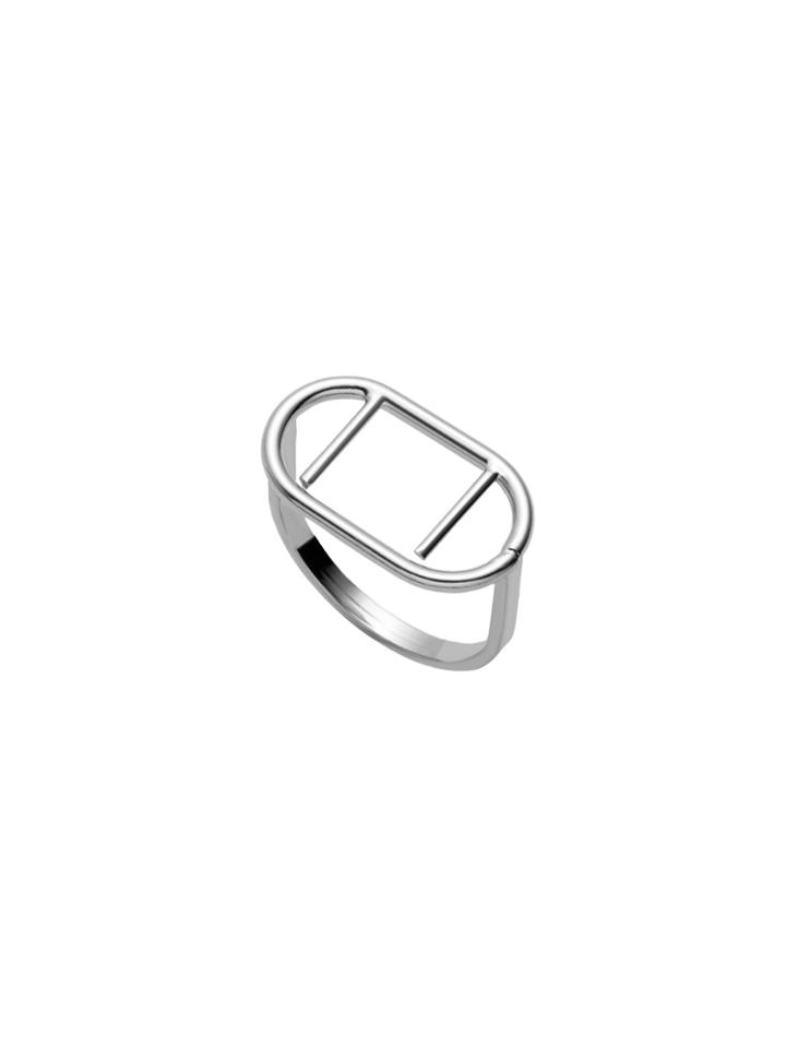Romwe Silver Plated Geometric Hollow Out Ring