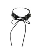 Romwe Black Color Suede Chain Choker Necklaces