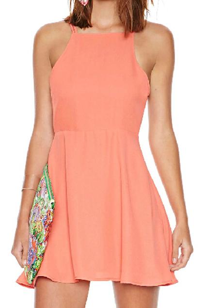 Romwe Backless Pleated A-line Dress