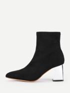 Romwe Pointed Toe Clear Heeled Ankle Boots