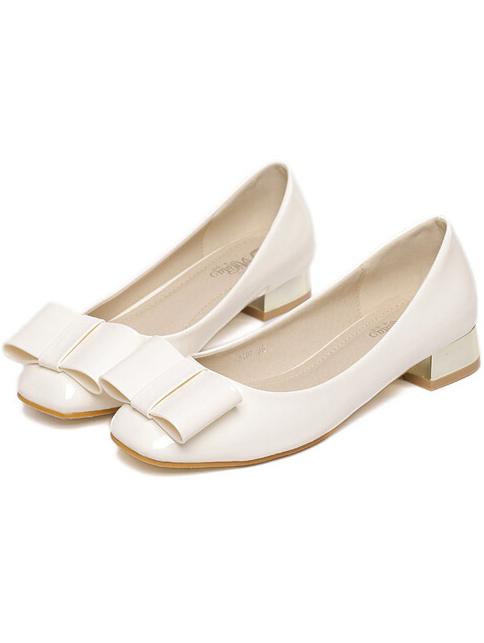Romwe Beige With Bow Asakuchi Flats