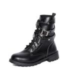 Romwe Buckle Decor Lace Up Boots