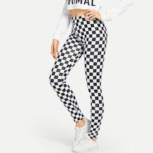 Romwe Gingham Skinny Leggings