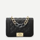 Romwe Twist Lock Quilted Chain Satchel Bag