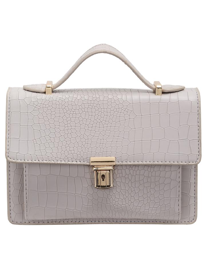 Romwe Grey Crocodile Pu Chain Bag