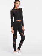 Romwe Active Mesh Paneled Hooded Top With Leggings