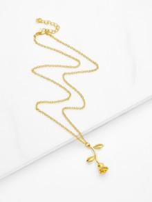 Romwe Metal Flower Pendant Chain Necklace