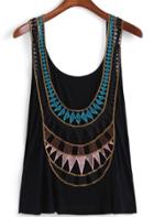 Romwe Scoop Neck Hollow Tank Top