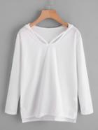 Romwe Dip Hem Split Side Hooded T-shirt