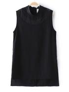 Romwe Black Hollow Split Side Sleeveless Blouse