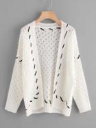 Romwe Nautical Rope Detail Hollow Cardigan Sweater