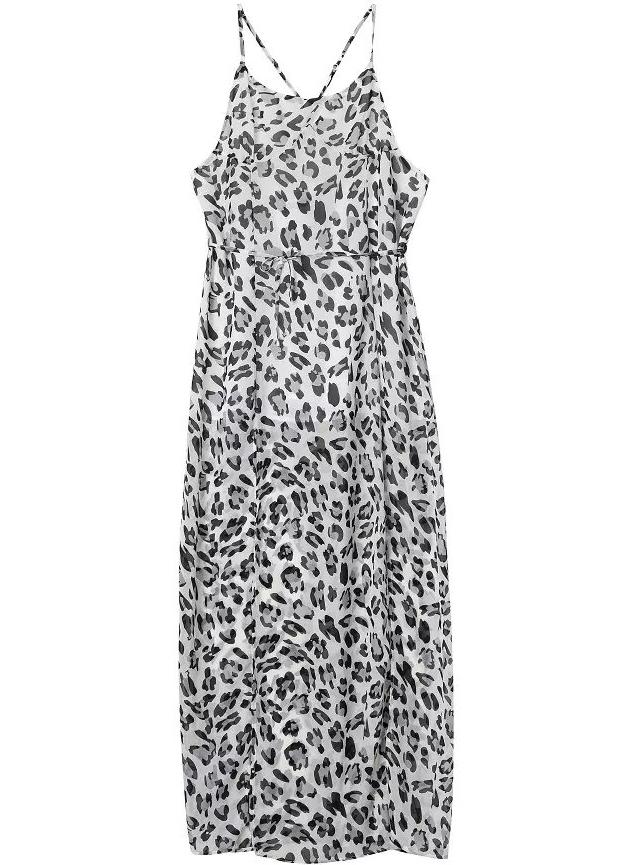 Romwe Spaghetti Strap Leopard Chiffon Dress