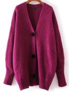 Romwe Red Button Up Loose Sweater Coat