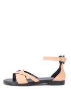 Romwe Apricot Faux Leather Ankle Strap Gladiator Sandals