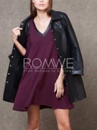 Romwe Purple V Neck Casual Dress