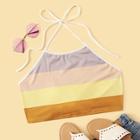 Romwe Cut And Sew Panel Halter Top