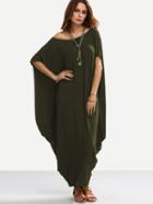 Romwe Asymmetric Shoulder Dolman Sleeve Draped Cocoon Dress