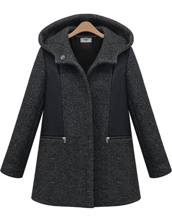 Romwe Hooded Slim Zipper Trench Coat