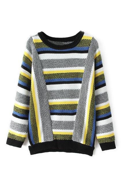 Romwe Striped Colorful Jumper