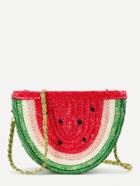 Romwe Watermelon Straw Chain Bag
